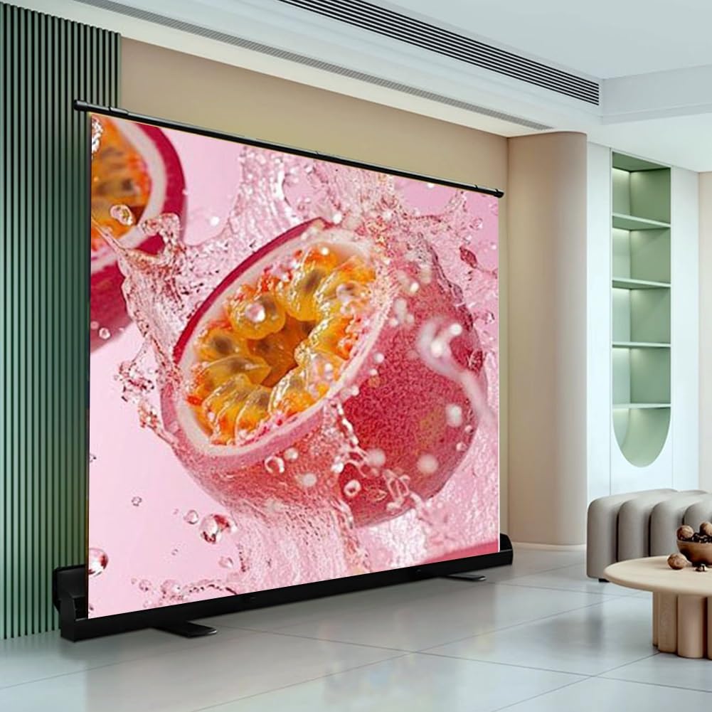 60 Cali Ręcznie Rozwijany Ekran Projekcyjny, 16:9 Stojący na Podłodze Przenośny Chowany Ekran Projekcyjny Wideo, do Wewnątrz i na Zewnątrz, do Domu, Hotelu