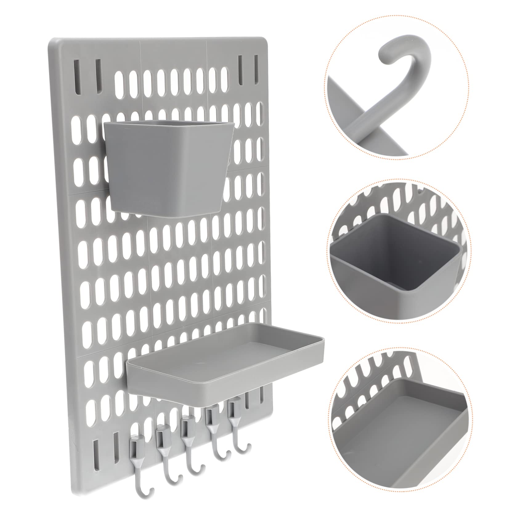PRETYZOOM 1Set Pegboard Wall Organizer with Hooks and Storage Boxes Punch Household Shelf for Kitchen Bathroom Craft Room Color Versatile Storage