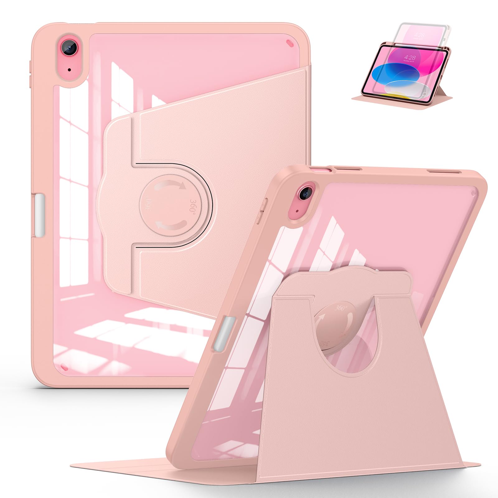Soke Rotating Case for iPad (A16) 11th Generation 2025, iPad 10th Gen 2022 with Pencil Holder, [Shockproof + Auto Sleep/Wake] 360 Degree Rotation