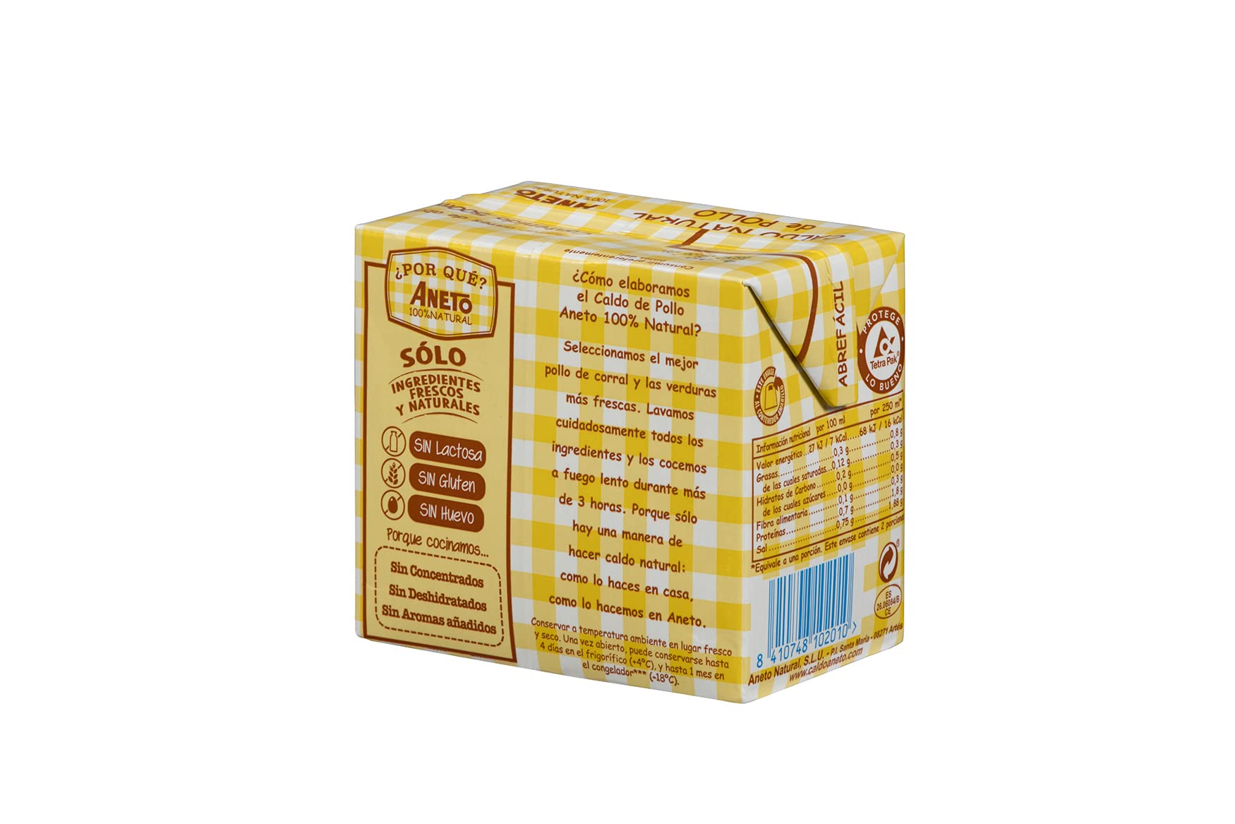 Aneto 100% Naturel - Bouillon de Poulet - boîte de 6 unités de 0,5L