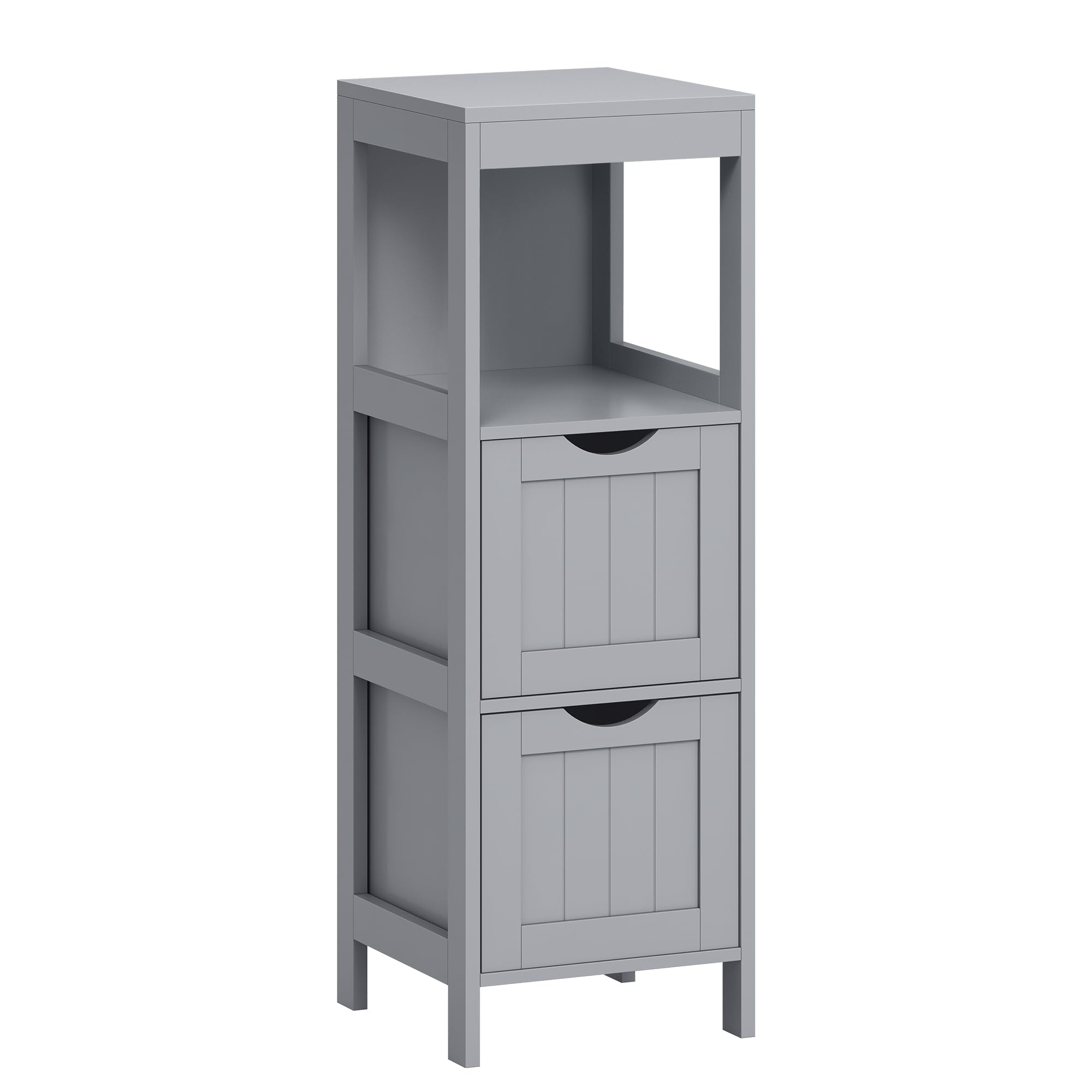 VASAGLE Bathroom Floor Cabinet, Freestanding Bathroom Storage Unit, with 2 Drawers, 1 Open Compartment, for Bathroom, Living Room, Kitchen, Modern Style, Dove Grey BBC042G02