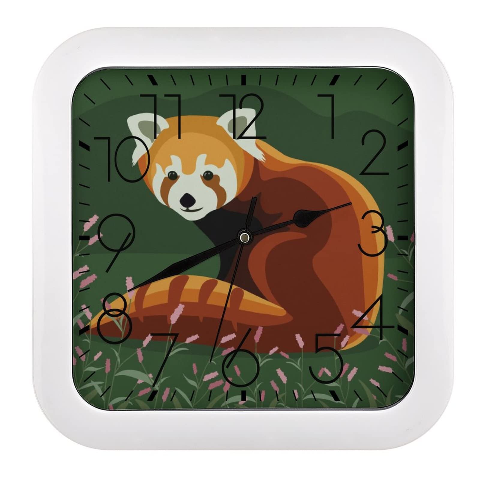 Horloge murale carrée panda 26cm avec affichage grands chiffres noirs