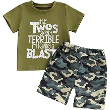 Fernvia Toddler Baby Boy 2nd Birthday Outfits T-shirt Camouflage Shorts