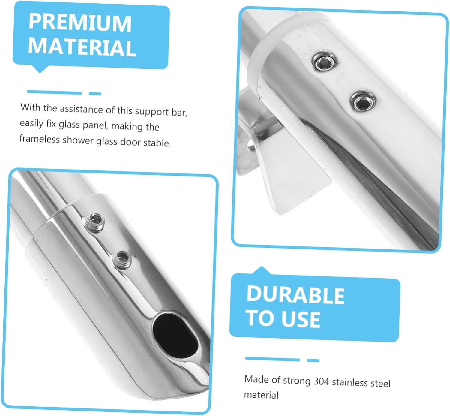 Vaguelly Shower Glass Brackets Frameless Shower Door Hardware Parts Wall to Glass Support Bar Fixed