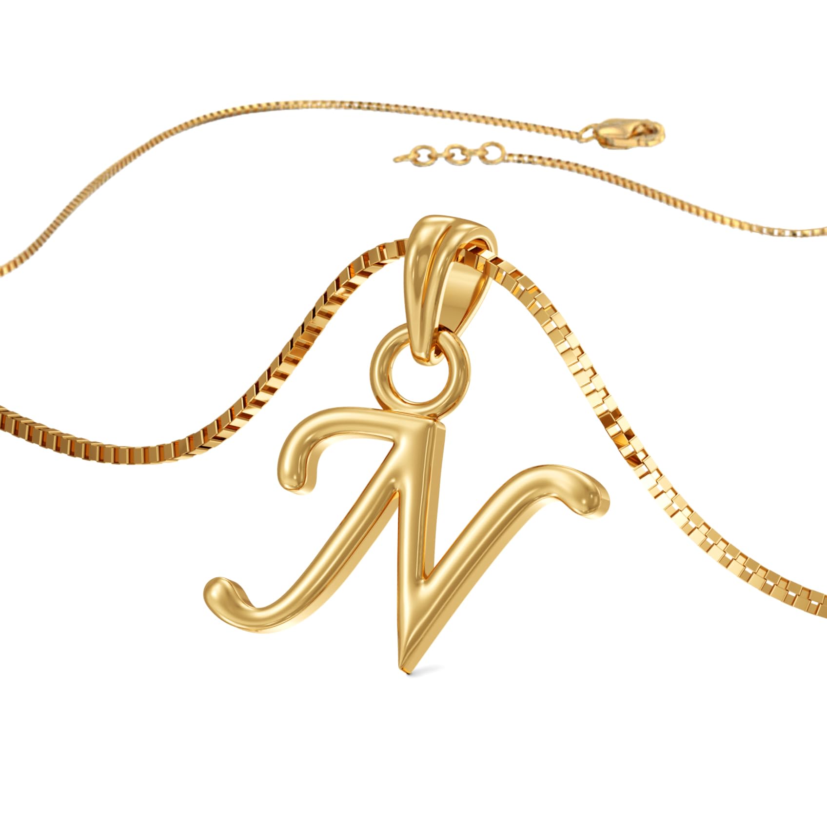 22K 916 Purity Gold Alphabet N Pendant for Women-image-29