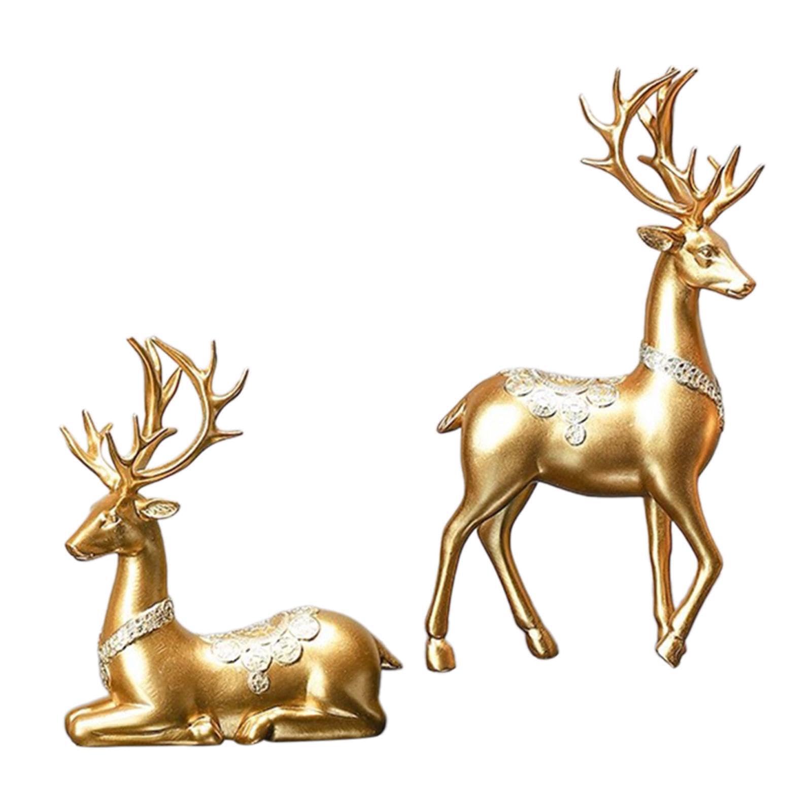 ALCXAZS Deer Sculpture Statue Decorative Collectible Beautiful Craftsmanship Unique Ornamental Piece For Office Reindeer Sculpture Reindeer Figurines Props