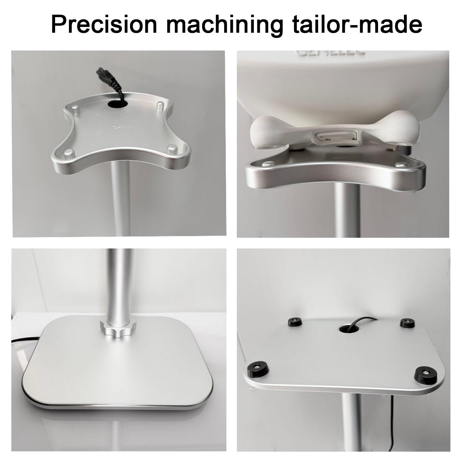 Lautsprecherständer für Genelec 8010/G1/G One/8010A/8310 & XX1X Serie Studiomonitore, Aluminiumlegierung, Kabelführung, einfache Montage (8030/G3/ G Three/ 8330 & XX2X Silber Paar)