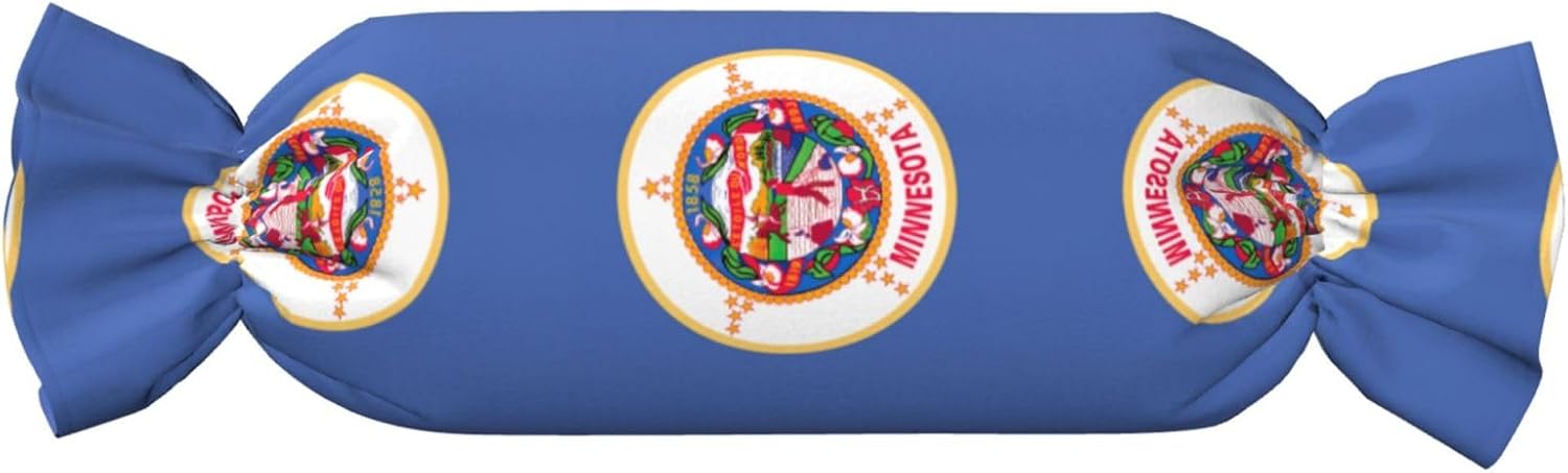 Minnesota State Flag Print Soft Candy Cylindrical Pillow Comfortable Plush Candy Pillow, 24.4 X 9.8 Inches