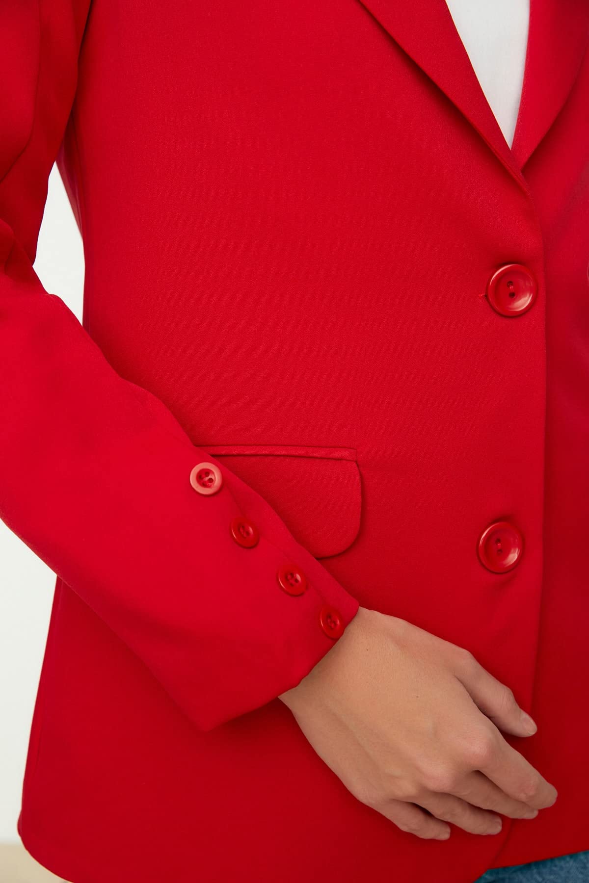 Trendyol Veste Blazer Bouton, Rouge Femme