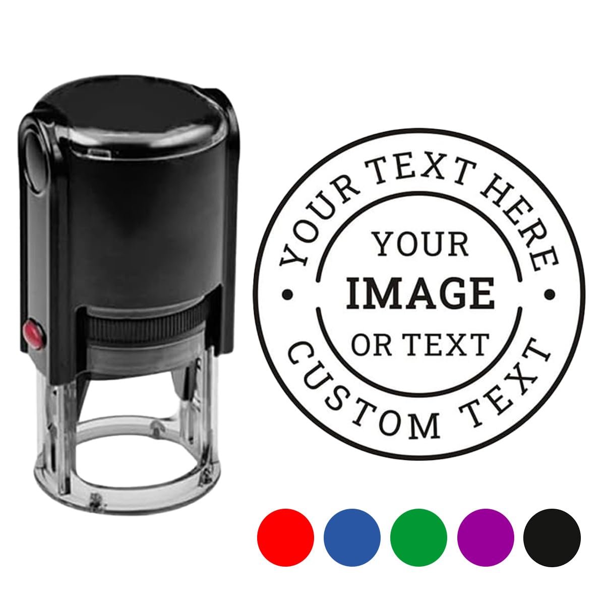 Personalized Business Logo Stamp Bulk Custom Stamp with Image Photo Picture Text Customized Round Self-Inking Stamper for School Work Organization Institution Multiple Frames and 5 Ink Colors
