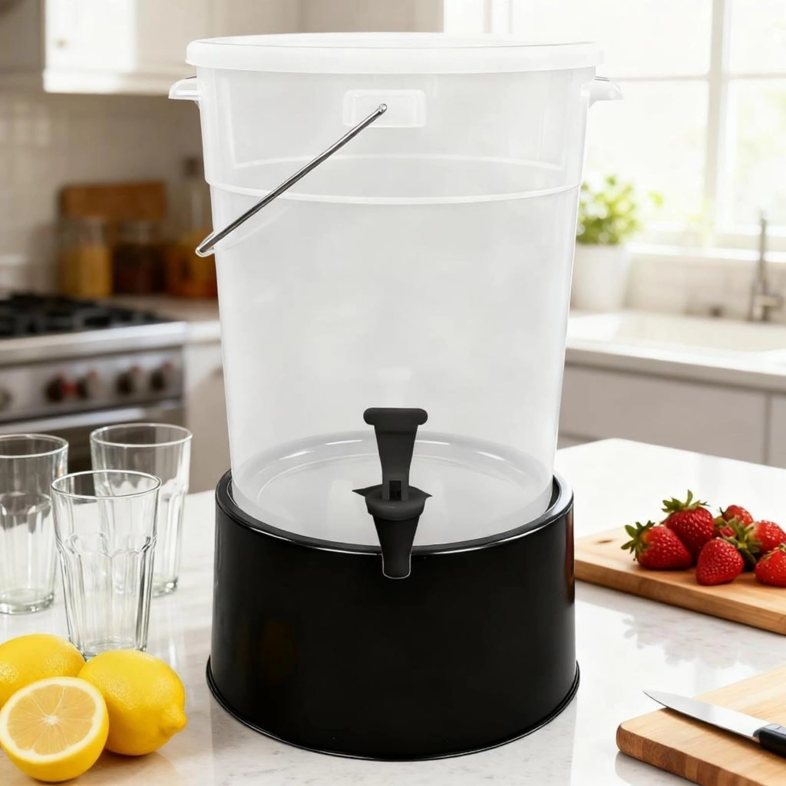 Dispensador de bebidas heladas de gran capacidad, contenedor a prueba de fugas con grifo para hogares, cocina, eventos al aire libre, refrigerador, jarra de agua fría, dispensador de bebidas