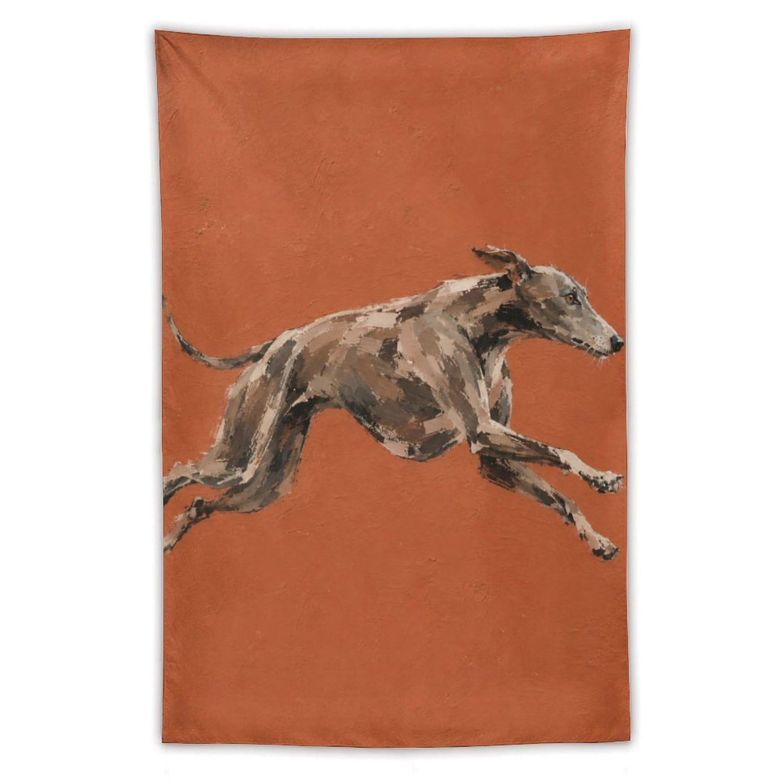 W7C8U2X3 Running Greyhound Wall Tapestry, Realistic Illustration