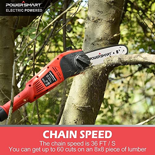 Powersmart Pole Saw, 13-Foot Max Reach Electric Pole Saw For Tree Trimming, 8-Inch Pole Chainsaw With Automatic Chain Lubrication System, 120V 6Ah Power Pole Saw For Branch Cutting #TOP2