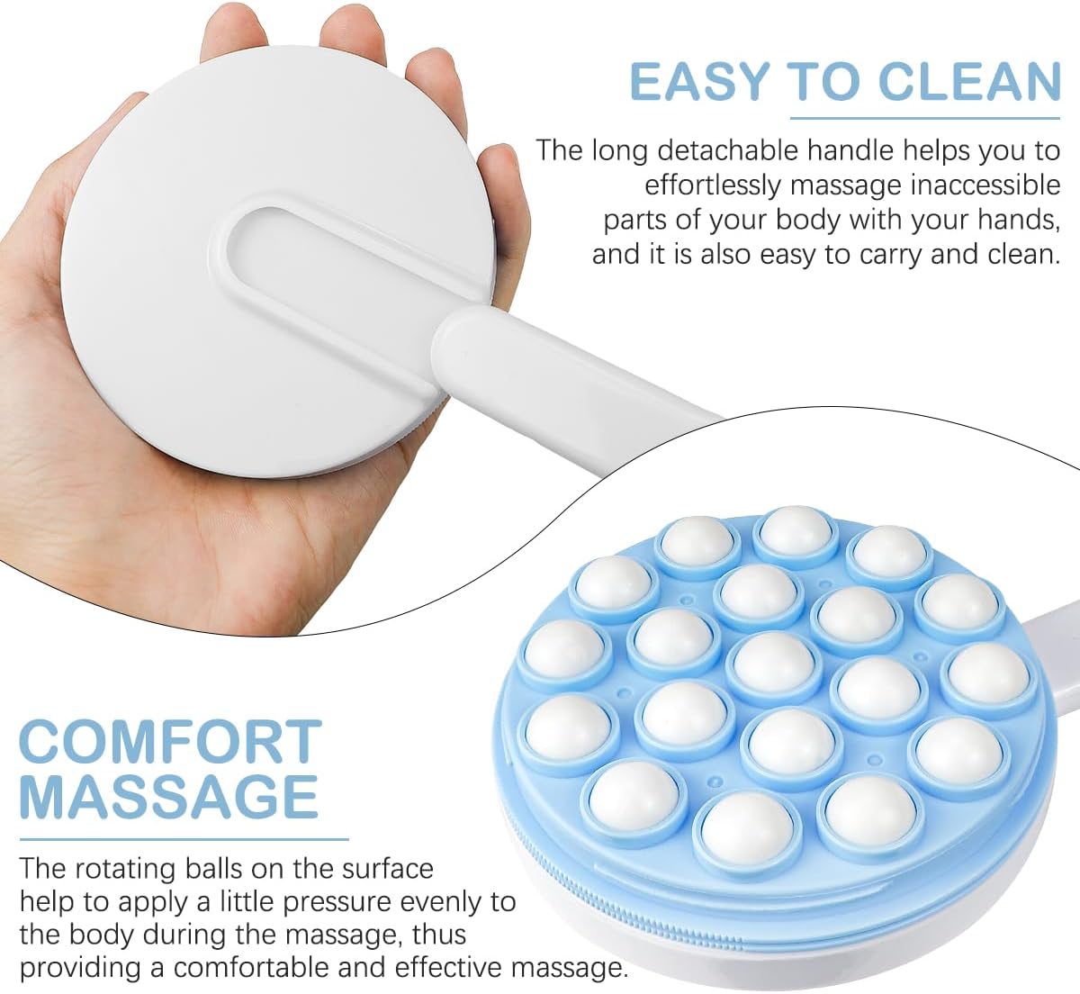 Lotion Applicator Long Handled Bath Brush Detachable Back Leg Massager Body Back Lotion Oil Cream Applicator Shower Brush Massaging Tool