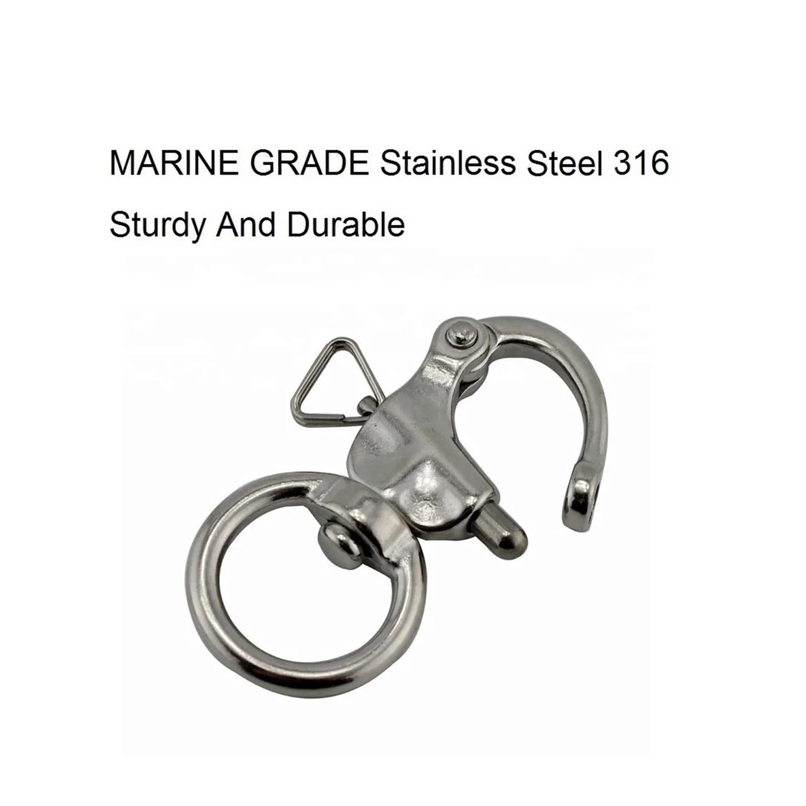 Generico Moschettone a sgancio rapido in AISI 316, 65/76 mm | Moschettone resistente alla corrosione for applicazioni marine su imbarcazioni