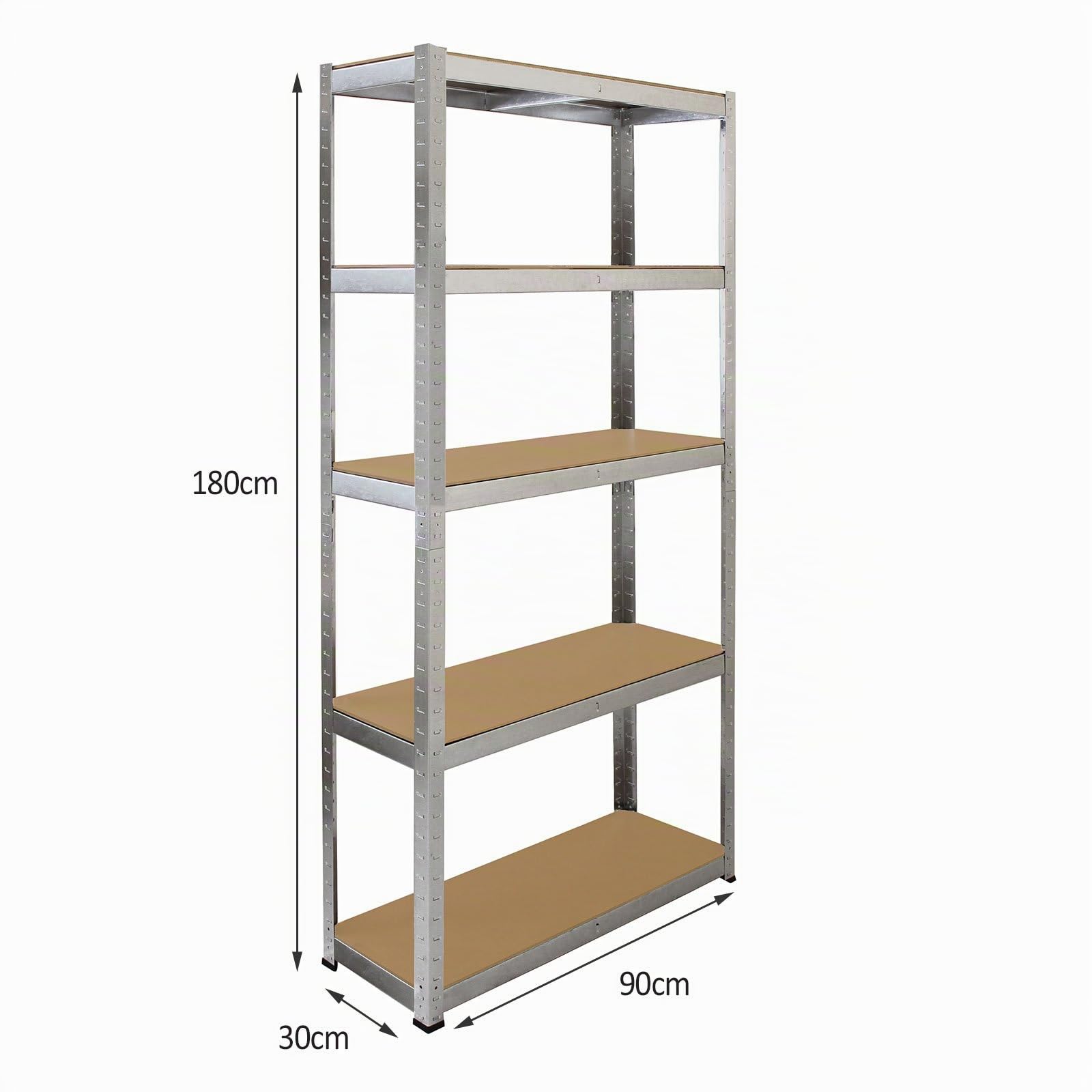 2 Estanterías Metálicas Grises Galwix sin Tornillos 90x30x180cm de 5 Estantes Baldas Repisas Capacidad Peso 175kg por Estante Almacenamiento Almacenaje Herramientas Taller Garaje Cobertizo Almacén