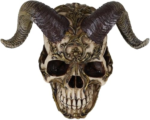 Miniatura 6 de Ebros Gift Día de los muertos El Diablo - Figura gigante de calavera demonio con cuernos y cráneos de demonio, infierno, diablo, cráneo, acento de