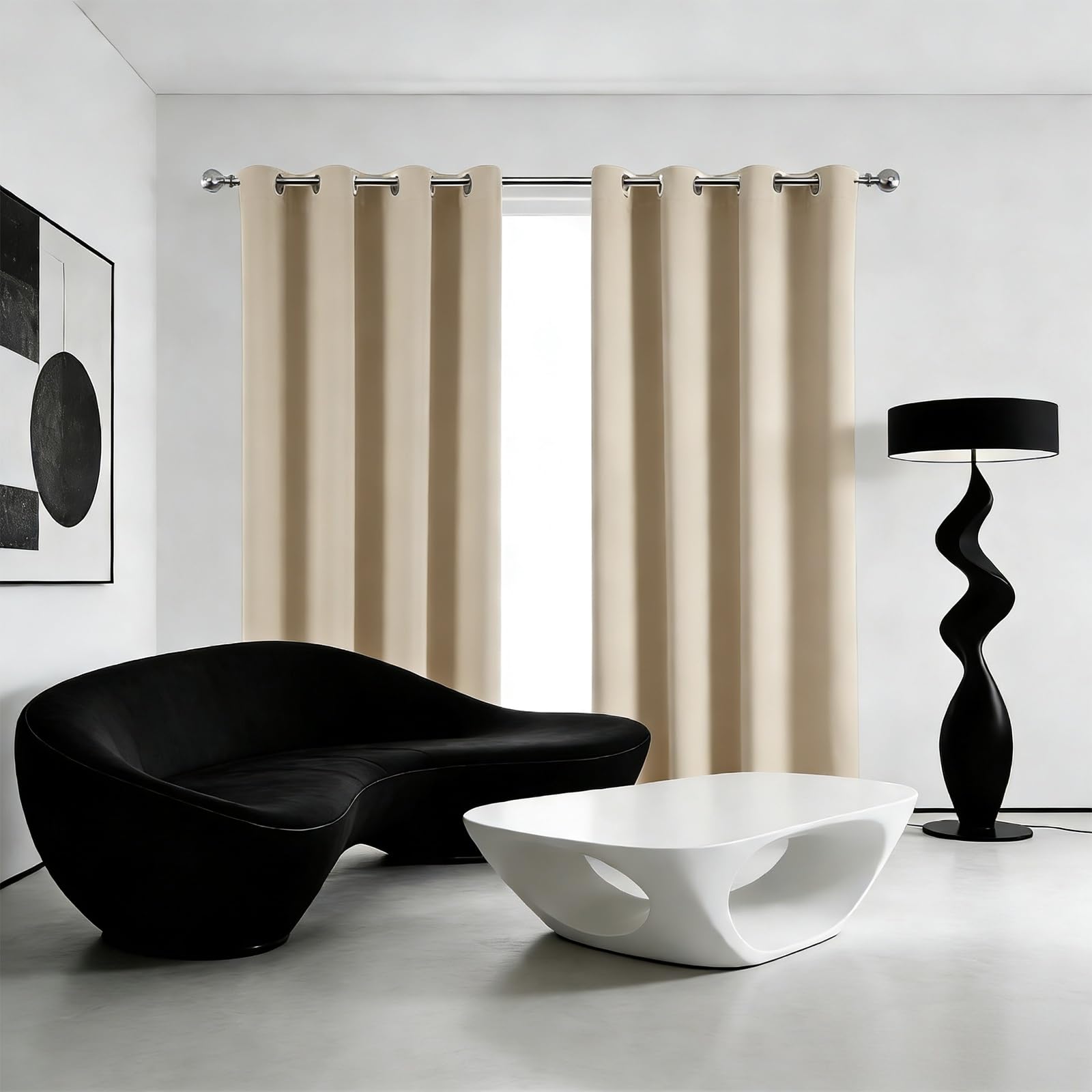 Rideaux salon moderne occultants et doux pour protéger la chambre et le dressing du froid