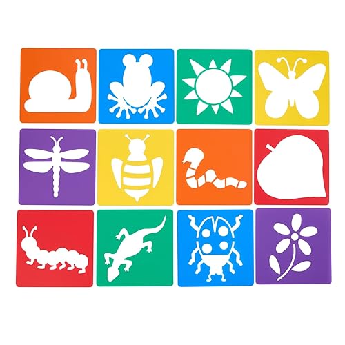 Colorations Plantillas de jardín, 12 diseños de jardín, hechas de plástico lavable, 8 pulgadas cada uno, tamaño gigante, plantillas resistentes,