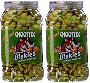 Choostix Biskies with Real Vegetables Dog Treat, 500 g Jar (Pack of 2)