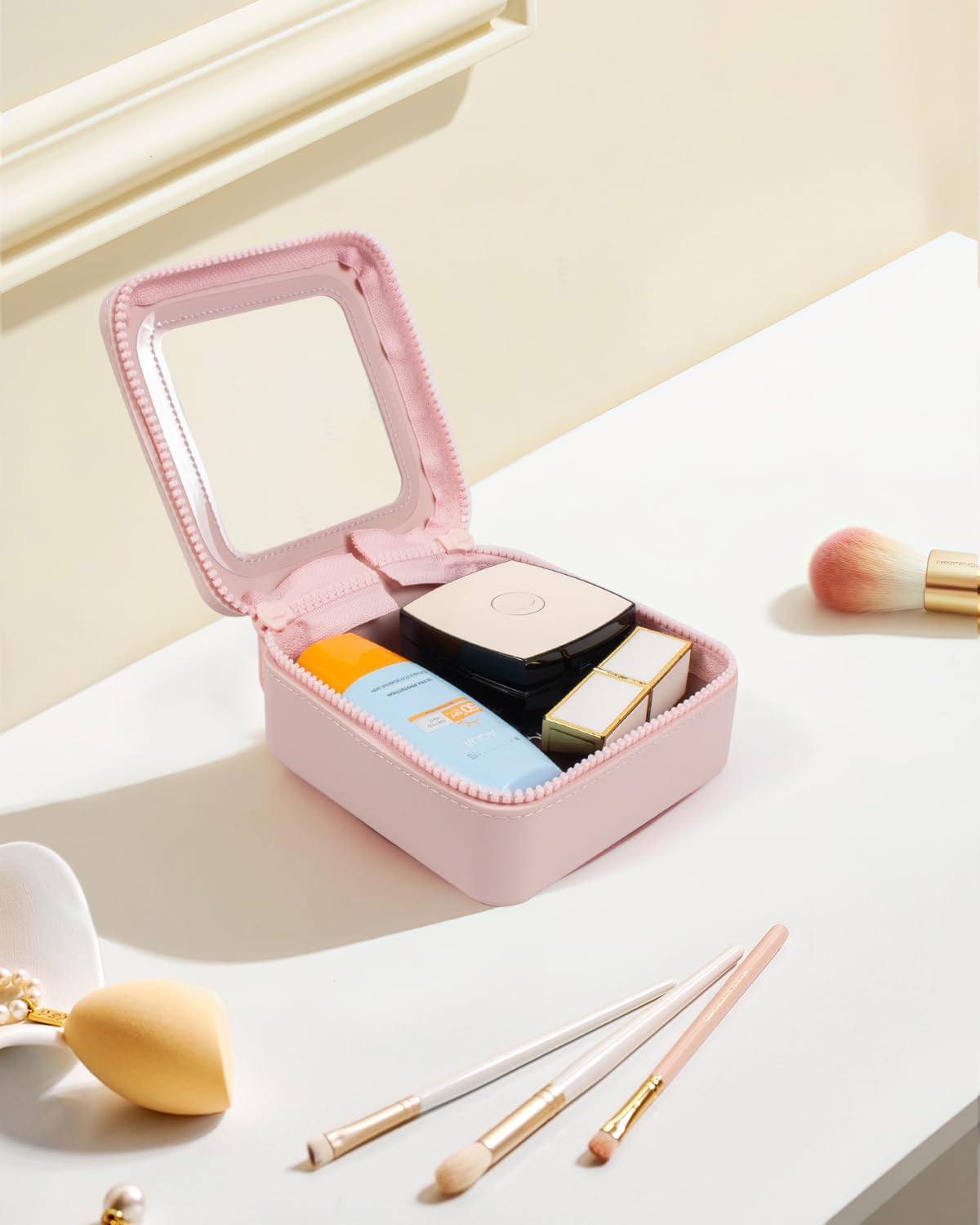 Kleine transparente Make-up-Tasche für Damen, Mini-Silikon-Reise-Kosmetiktasche, wasserdicht, transparent, Make-up-Tasche mit Reißverschluss, niedliche Kulturbeutel für Reisen, Auto-Organizer,