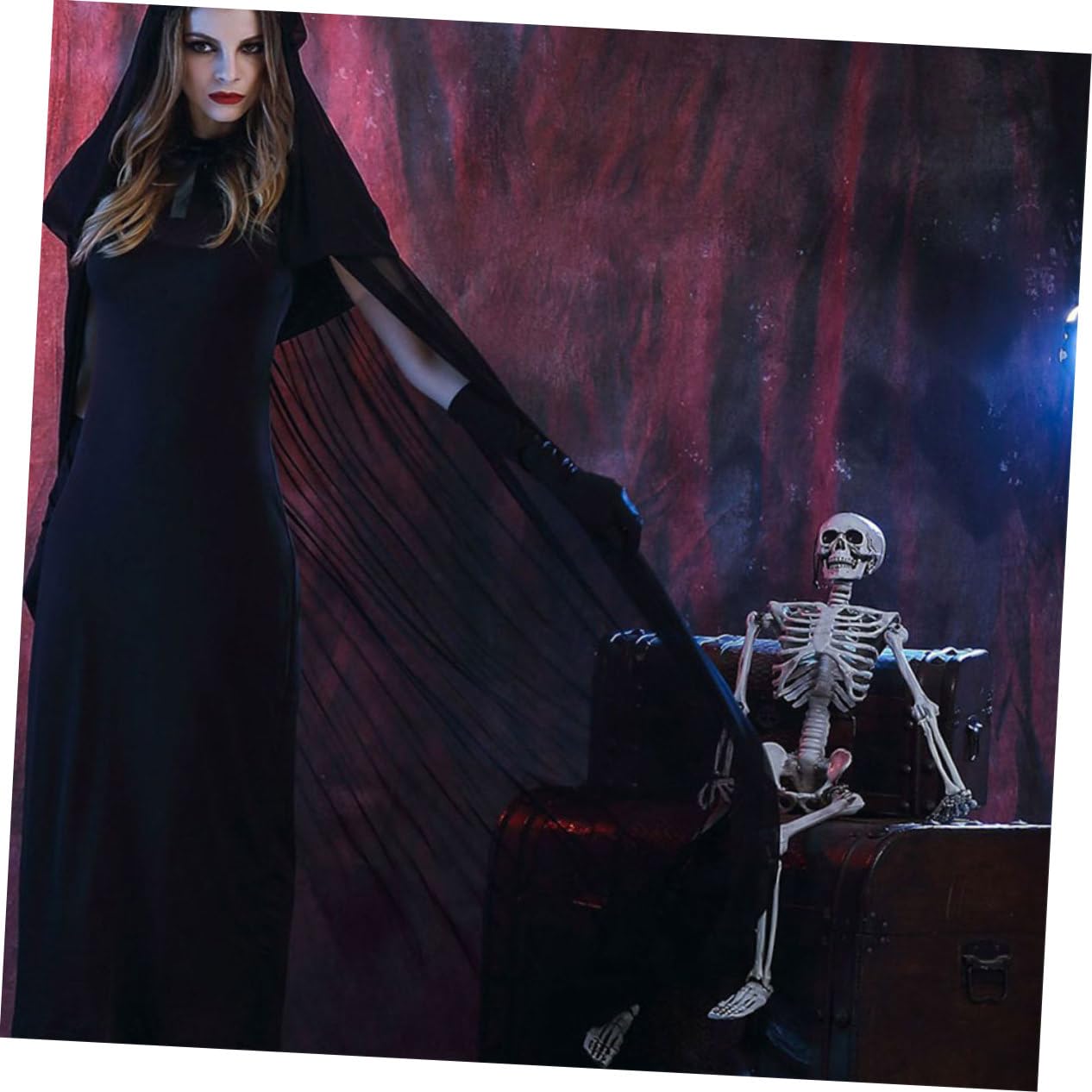 LIFKOME 3 Piezas Disfraz De Bruja Para Mujer Para Actuación Vestido De Bruja Disfraz De Fantasma Vestido Gotico Disfrazada Ropa Gótica Disfraces De Halloween Para Mujeres Black