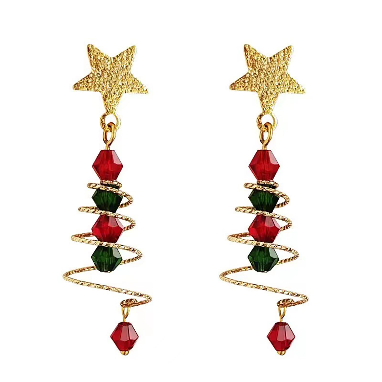 Christmas Earrings For Women Cute Gingerbread Earring Sparkling Zircon Santa Candy Cane Snowflake Christmas Tree Dangle Drop Earrings for Xmas Holiday