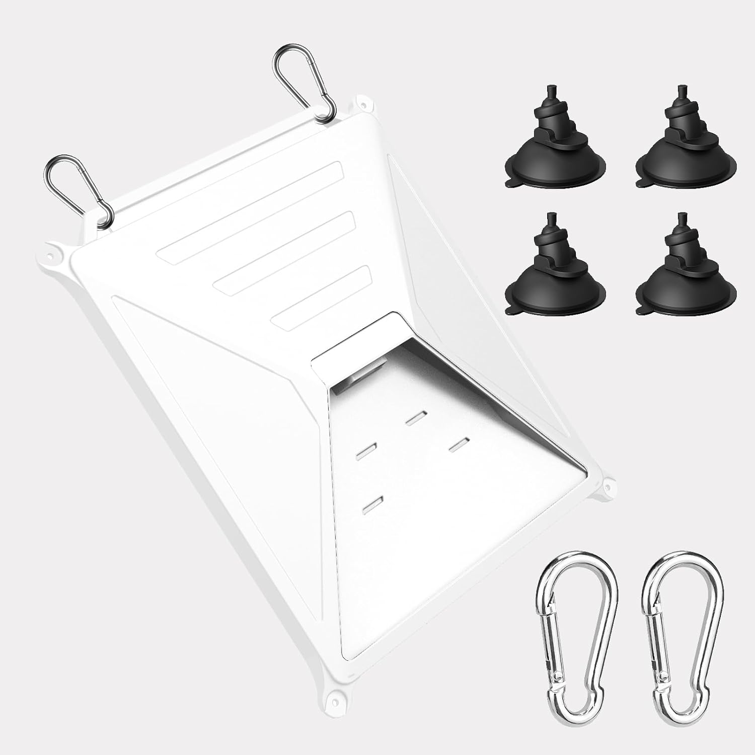 6-in-1 Starlink Mini Case with 4 Suction Cups & 2 Carabiners | Hail-Proof Silicone Protective Cover & Mount Kit for Starlink Mini Satellite Dish | Shockproof RV Van Life Off-Road Gear (White)