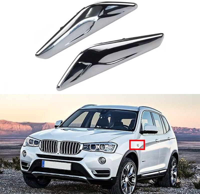 New 2 PCS Front Fender Chrome Finisher Trim Right Left Side Fit For X3 F25 X4 F26 2013-2017 Replaces 51117338570 51117338569