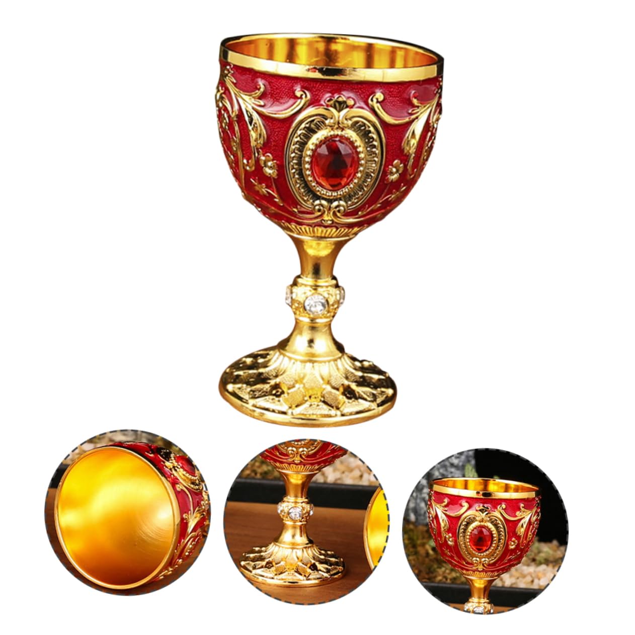 MAGICLULU Copas Medievales 6 Piezas Vaso De Bebida para El Hogar Copa del Templo Copas De Comunion Taza Copa Copa Copas De Vino Copa De Vino Casera Europeo Taza Retro Rojo Aleación De Aluminio