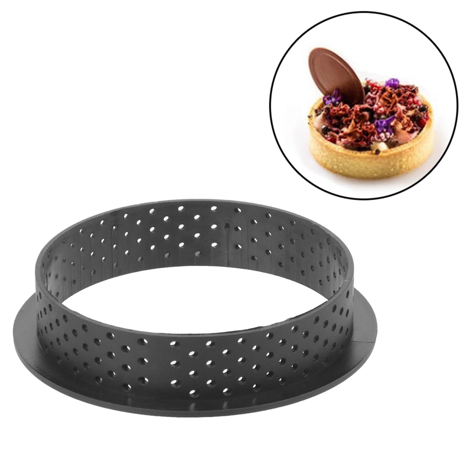 1PCS Kuchen Form Torte Ring Backform Dessert Backformen Cutter Runde Quadratische Perforierte Kreis für Torten Kuchen Schichttorten(Round)