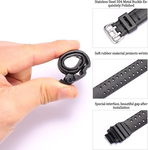 Miniatura 4 de Correa de goma compatible con Casio GW-4000 GA-1000 GW-A1000 Reloj de resina de repuesto para hombre, pulsera deportiva impermeable negra