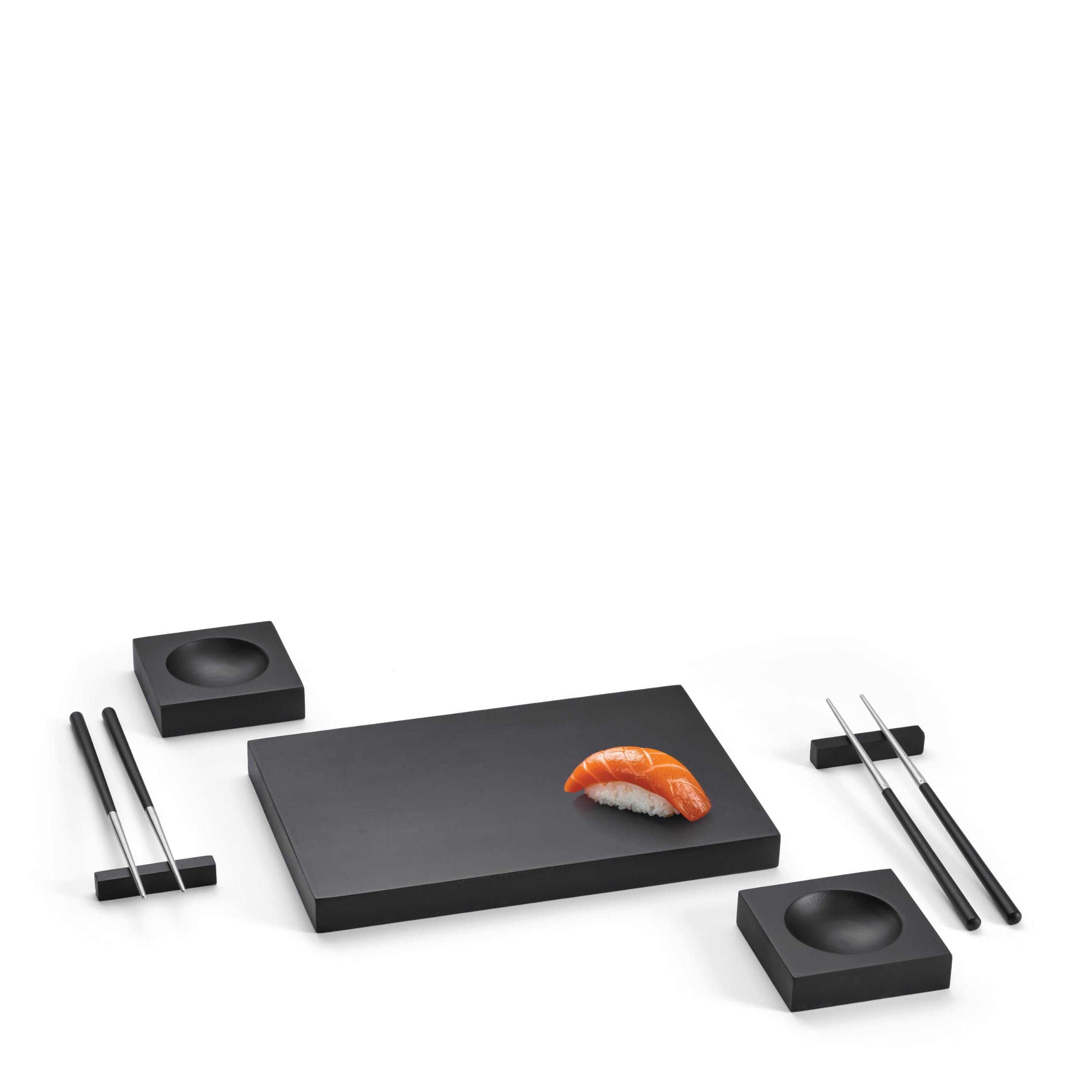 Philippi NOIR Sushi-Set - Schwarz, Elegantes Servierset aus Edelstahl und Holz, Rechteckig, Perfekt für Asiatisches Dining