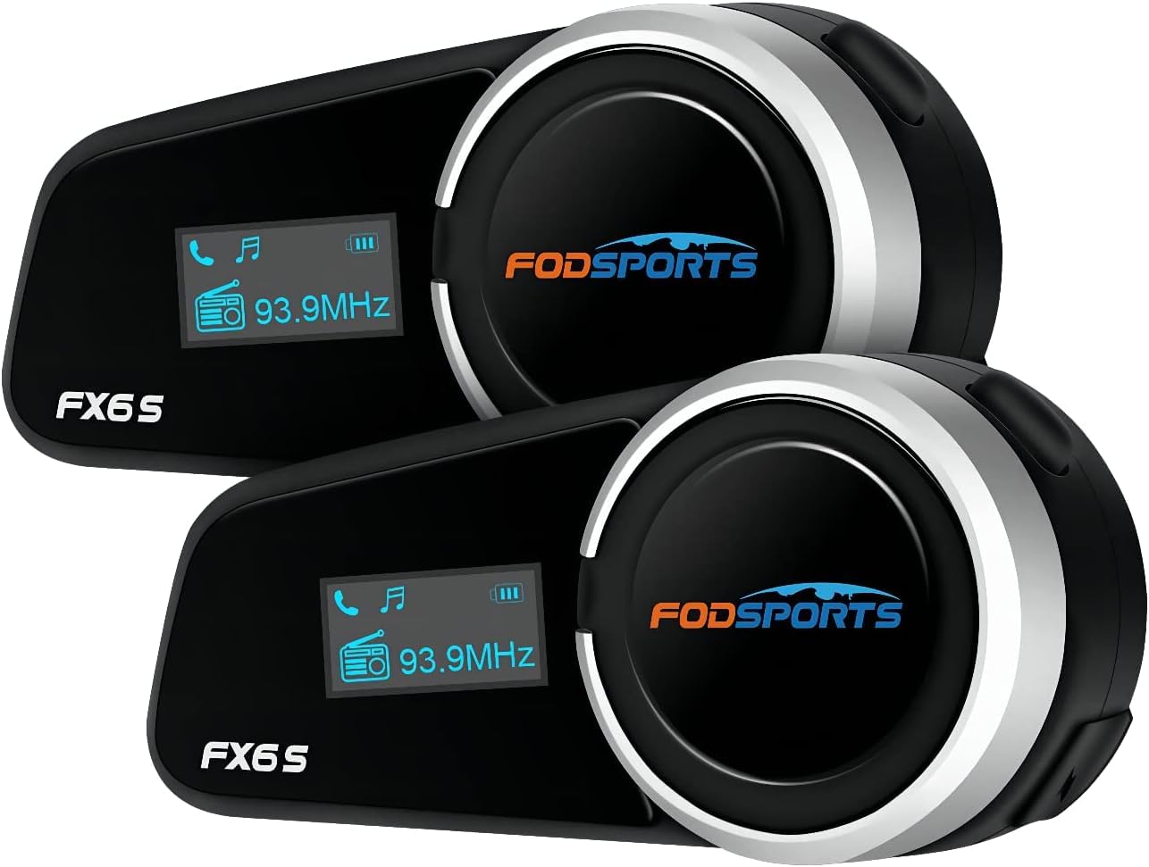 Fodsports FX6S Bluetooth Motorcycle Headset, 6-Way Motorbike Intercom Bluetooth, 1000m Motorcycle Helmet Communication Systems/Voice Dial/Universal