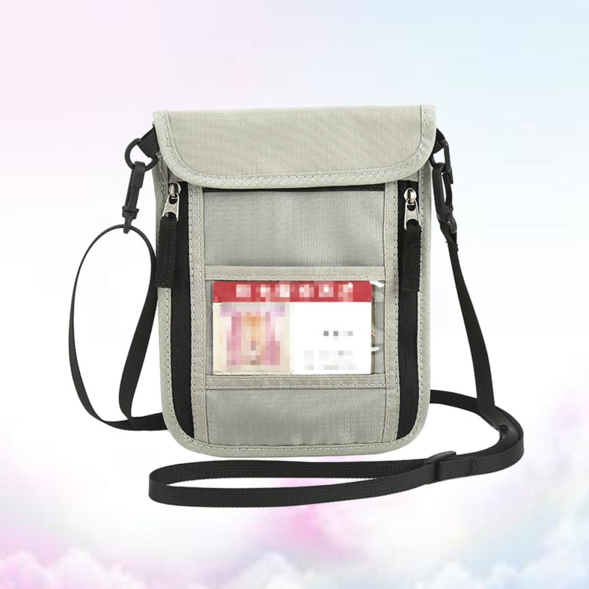 Travel Passport Wallet Nylon Zipper Neck Pouch for Passport