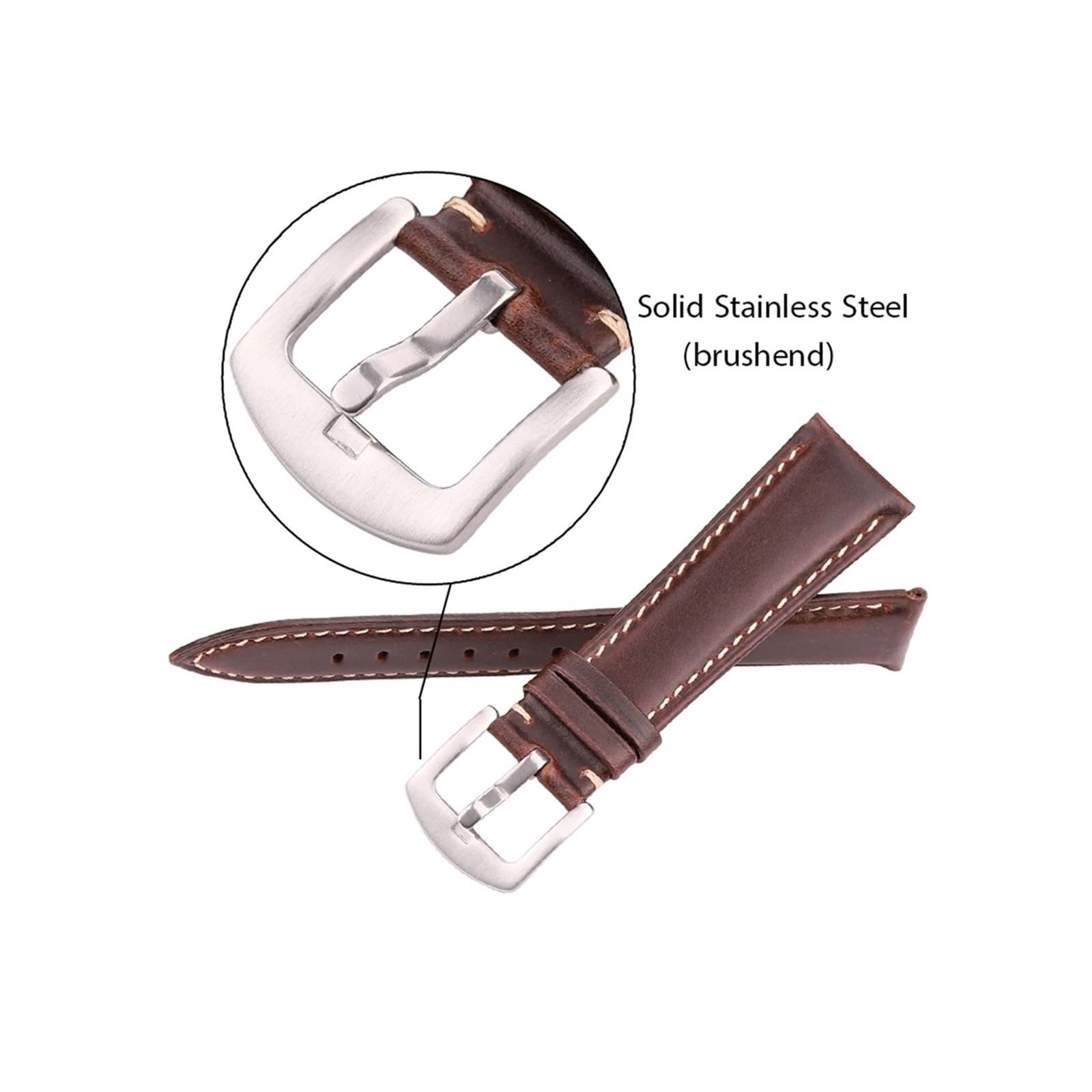 Leder Uhrenband 18 19 20 21 22 24 mm schwarz dunkelbrauner Vintage Glattes Armband Uhrenbandband Edelstahlschnalle