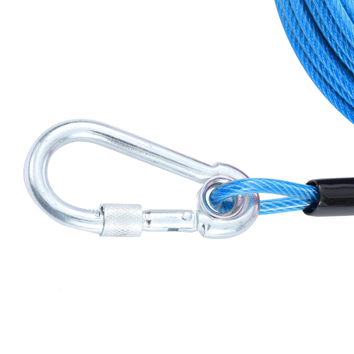 TOPWAY Câble d'attache pour Chien 10m et Piquet en Spirale de 42cm, Chien Cravate Câble pour Le Camping en Plein Air, Bleu + Rouge