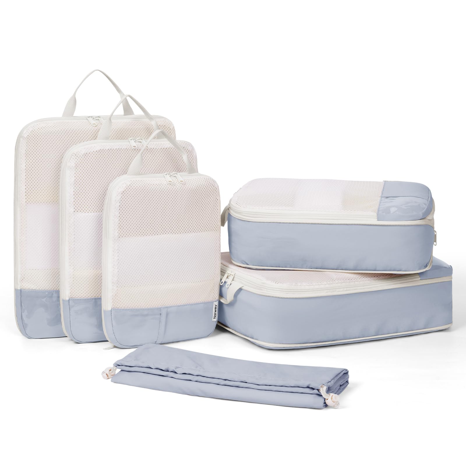 Narwey 6 Teilige Kompression Koffer Organizer Compression Packing Cubes Koffer Organizer Kompression Packwürfel Rucksack Travel Essentials for Damen