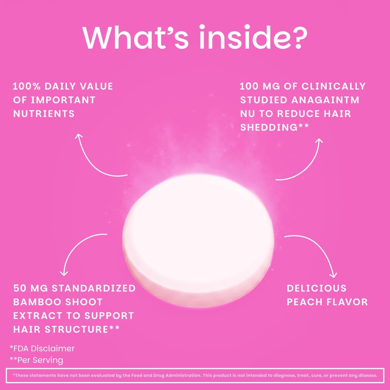 EZ Melts Women's Multi + Hair Growth - Daily Multivitamin for Women - Supports Healthy Energy Levels & Reduced Hair Shedding - Non-GMO & Vegan - Peach - 60 Dissolvable Tablets (30 Servings) - Image 4