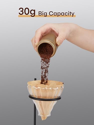 Miniatura 5 de FOHERE Molinillo de café manual de 1.06 oz con rebaba cónica de acero inoxidable CNC, grosor ajustable para expreso, café por goteo y prensa