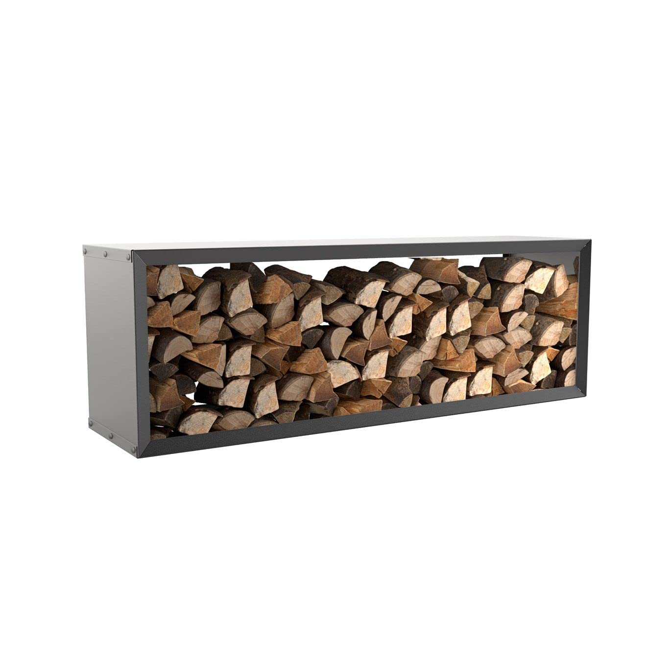 hiyard Drewniany magazyn I Wooker Wide 149 x 49 cm I Regał na drewno kominkowe I Made in Germany I matowa czerń