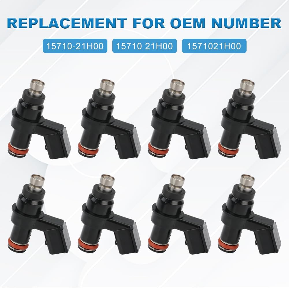 JDMON 8Pcs Fuel Injectors Compatible with Suzuki GSX1300R Hayabusa 2008-2012, GSX1300BK B-King 2008, GSX-R1000 2007-2014, King Quad 400 LTF400F ASi FSi 2011-2013 Replace 15710-21H00 15710 21H00