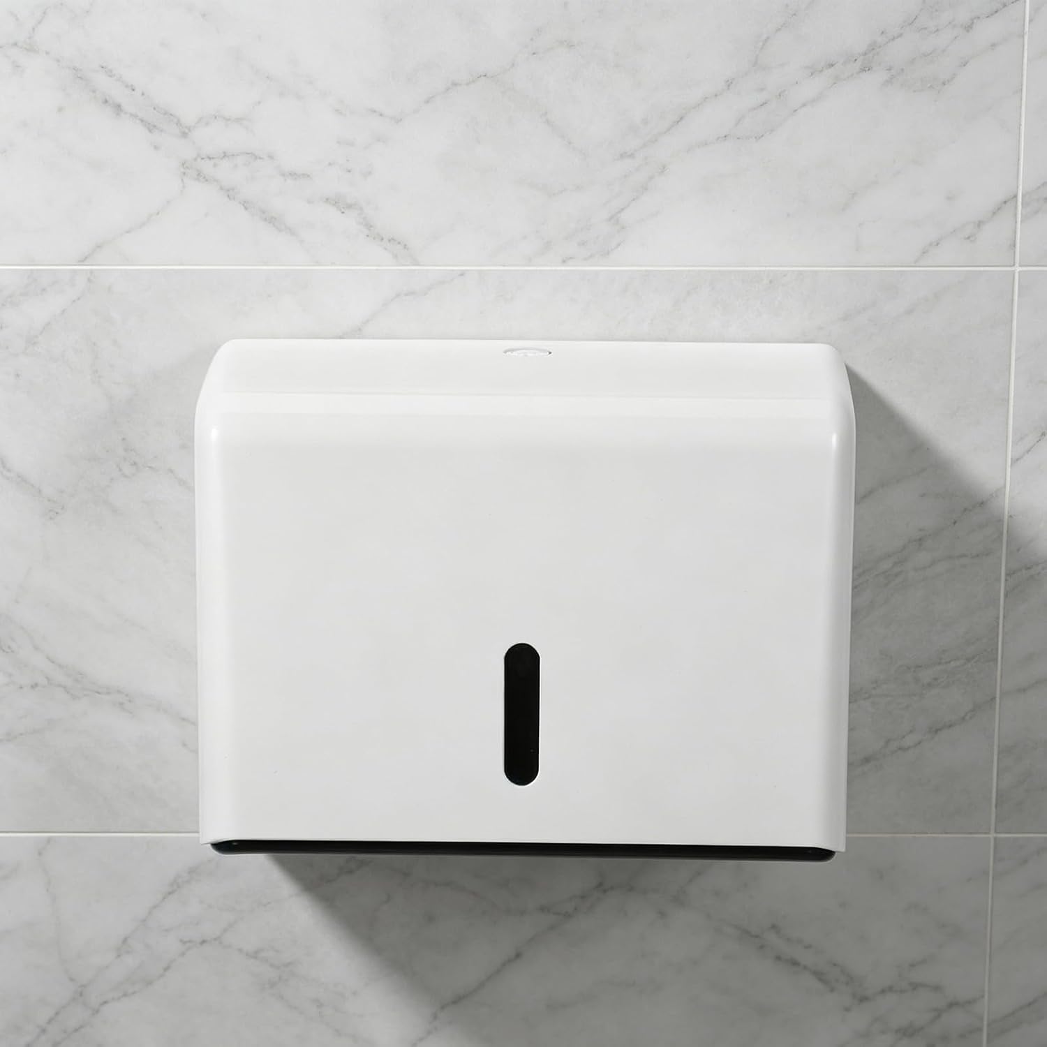 No-Drill Wall Mounted Paper Towel Dispenser, White Hand Towel Holder Box, Multifunctional Bathroom Tissue Holder for Public Restrooms and Commercial Use