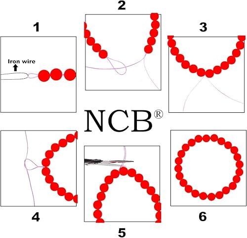 Miniatura 5 de NCB - 200 cuentas naturales, redondas y sueltas de lava volcánica negra natural de 0.32 pulgadas (8 mm), para joyería con espaciador y cordón