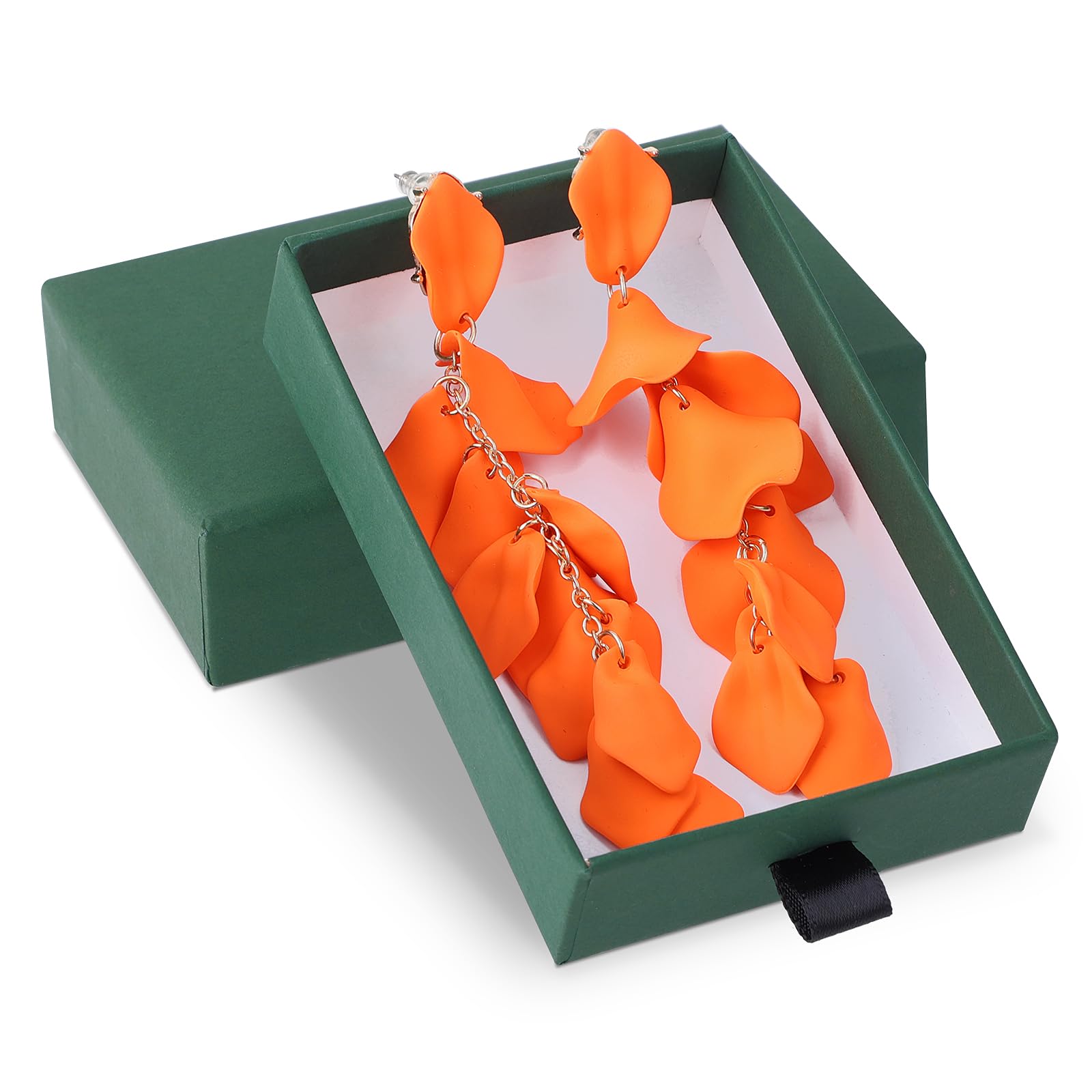 Orecchini Pendenti con Petali in Acrilico Orecchini di Rose a Goccia Lunga di Fiori Esagerati Ciondolo Personalizzato Arancione Orecchini con Nappe Floreali Donna e Ragazze Accessori Anni 80