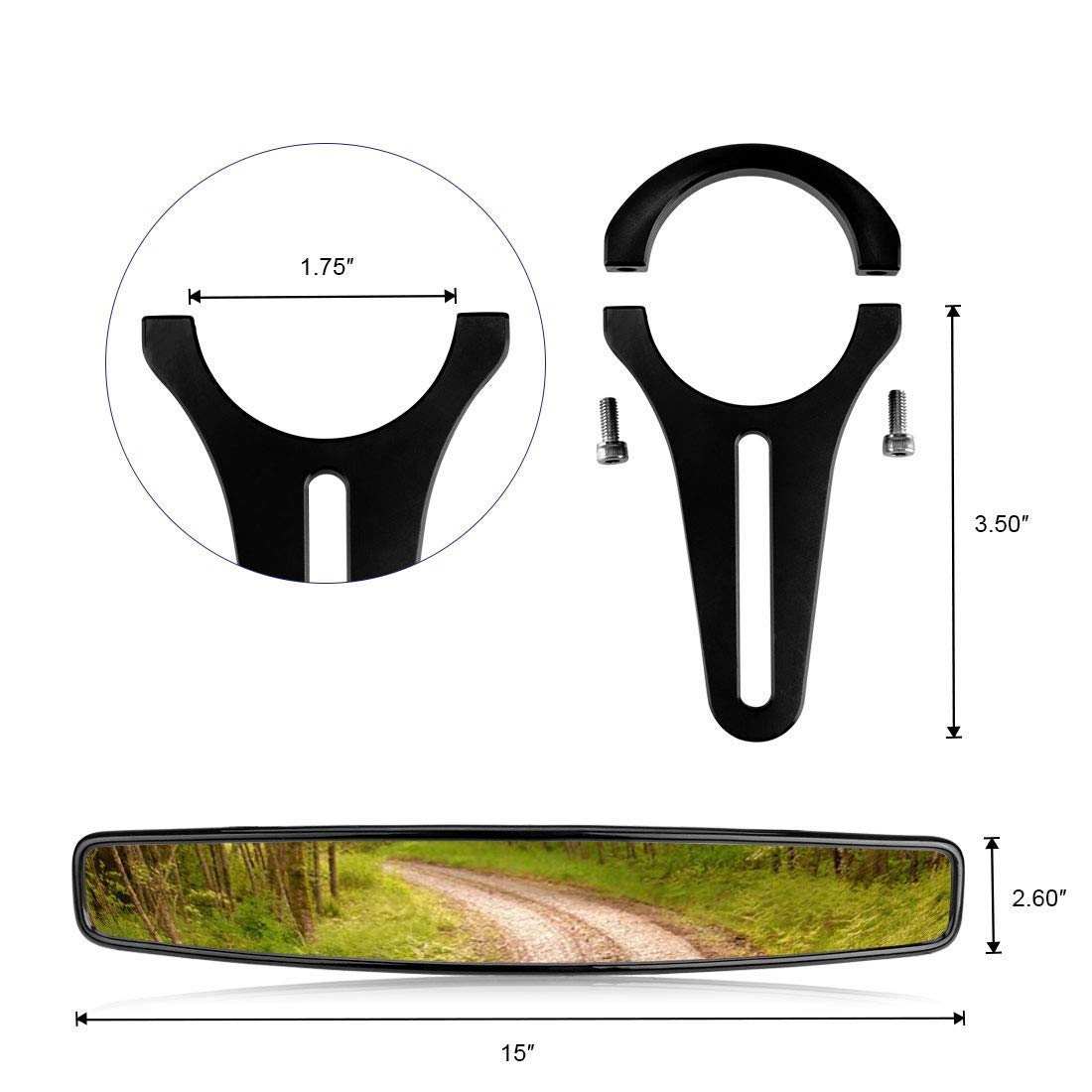 Miroir auxiliaire intérieur, Riloer Rétroviseur large HD UTV Rétroviseur central dédié Rétroviseur intérieur Rétroviseur intérieur tout-terrain Large