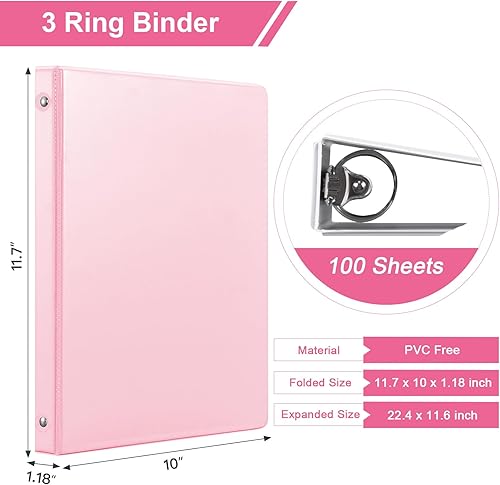 Miniatura 9 de Carpeta de 3 anillos de 1 pulgada con bolsillos, capacidad de 200 hojas, carpetas de 1 pulgada para tamaño carta de EE. UU. de 11 x 8.5 pulgadas, 4