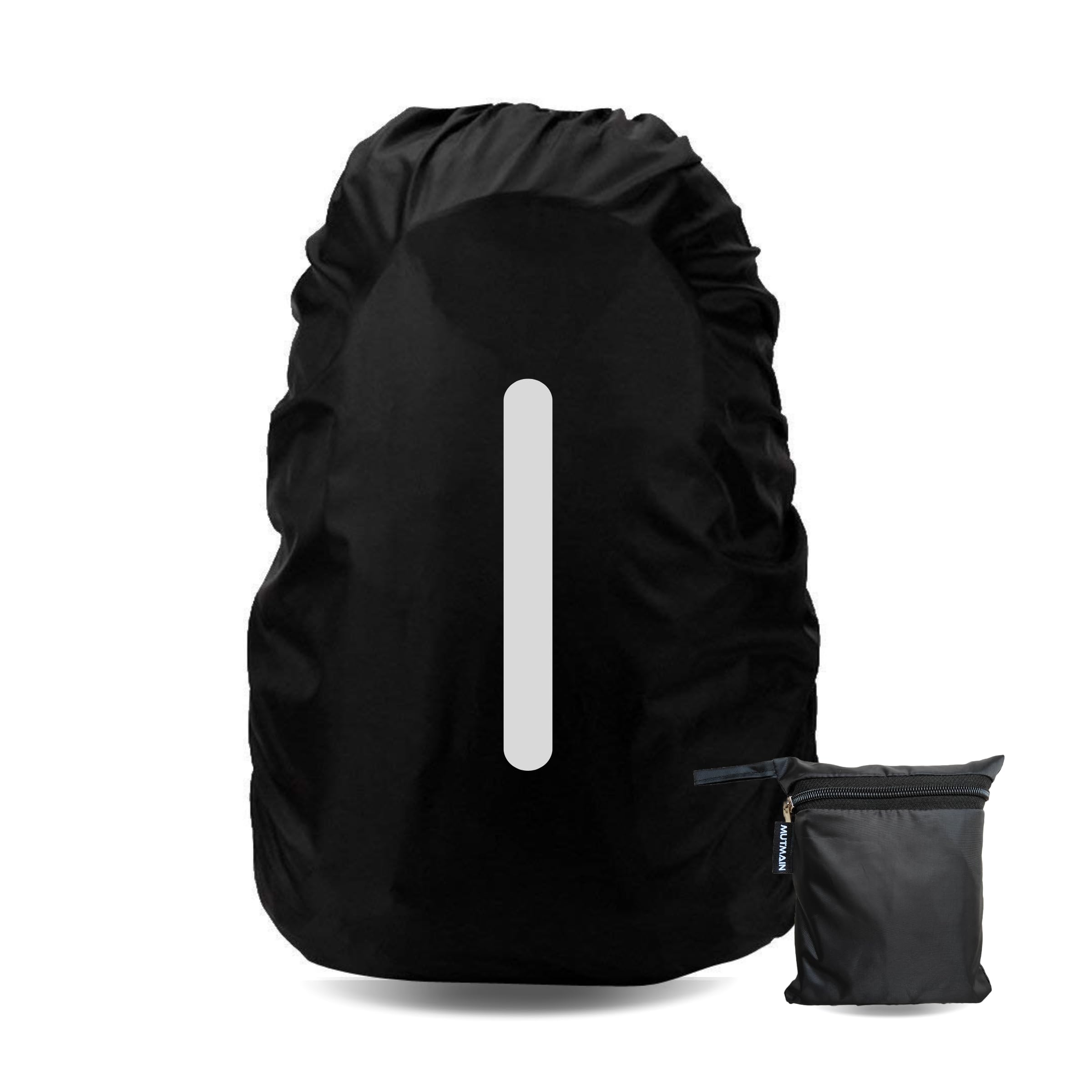 MUTMAIN Reflective Bag Cover Waterproof 40L to 50L PU coated Rain Cover for Backpack Bags, Suitable bags for Laptop, School, Tail, Trekking, Travel bag with Adjustable Buckle and Storage Pouch (Black)-image-15