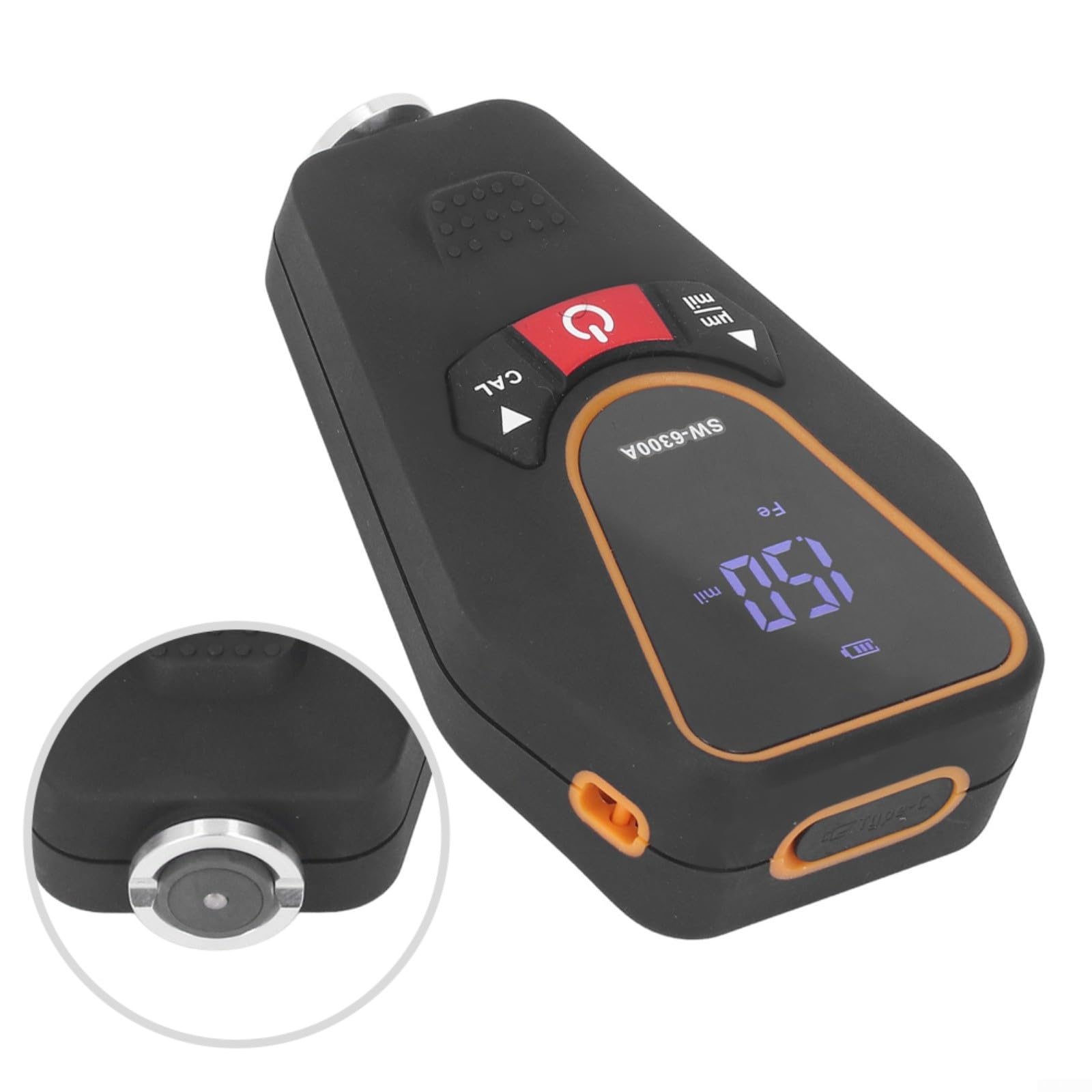 SW-6300A - Misuratore di spessore del rivestimento, strumento magnetico di misurazione della corrente per pellicole verniciate, 0-1200µm, alloggiamento in ABS, display digitale con funzione di
