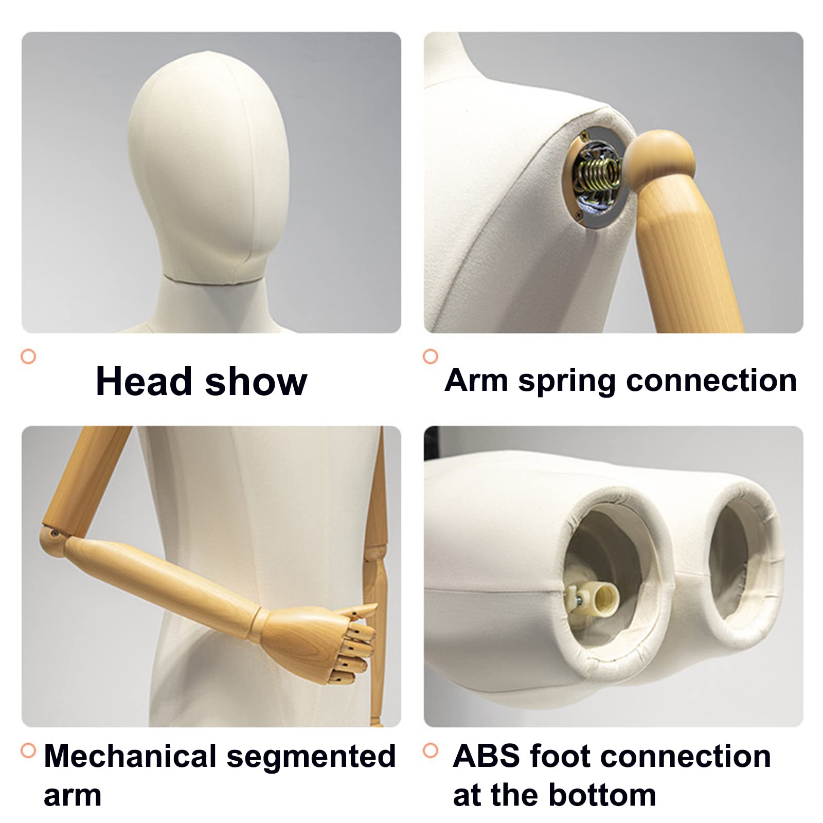 Demi-corps de mannequin masculin, modèle homme réglable en hauteur avec base en métal, bras et tête rotatifs à 360°, affichage du torse pour vitrine de magasin, exposition